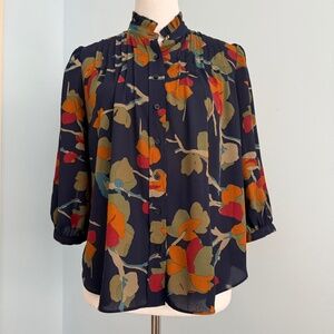Lauren Ralph‎ Lauren Floral Georgette Blouse Size PM
